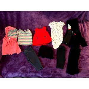 LOT of NINE 9-month girl - 2 jackets, 2 tops, 1 bodysuit, 3 pants, 1 short